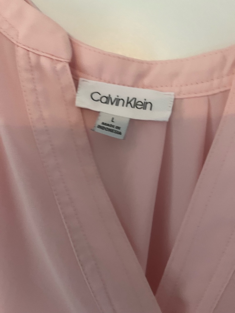 Calvin Klein Soft Pink Notch-Neck Cap Sleeve Blouse - Picture 2 of 3